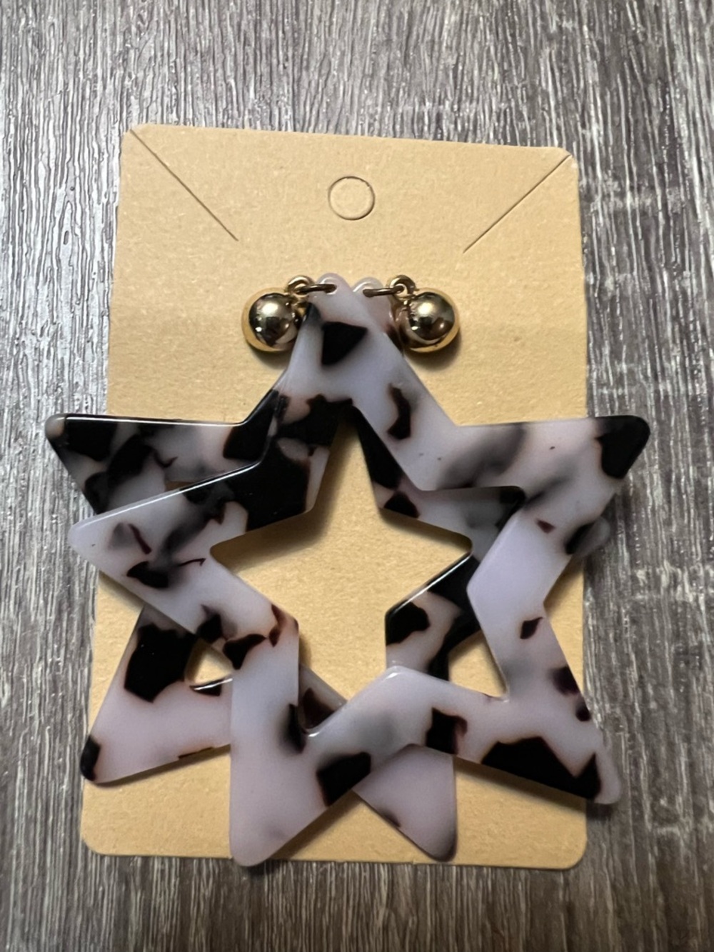 🇺🇸$3🇺🇸 Tortoiseshell Star Drop Earrings Black & Cream